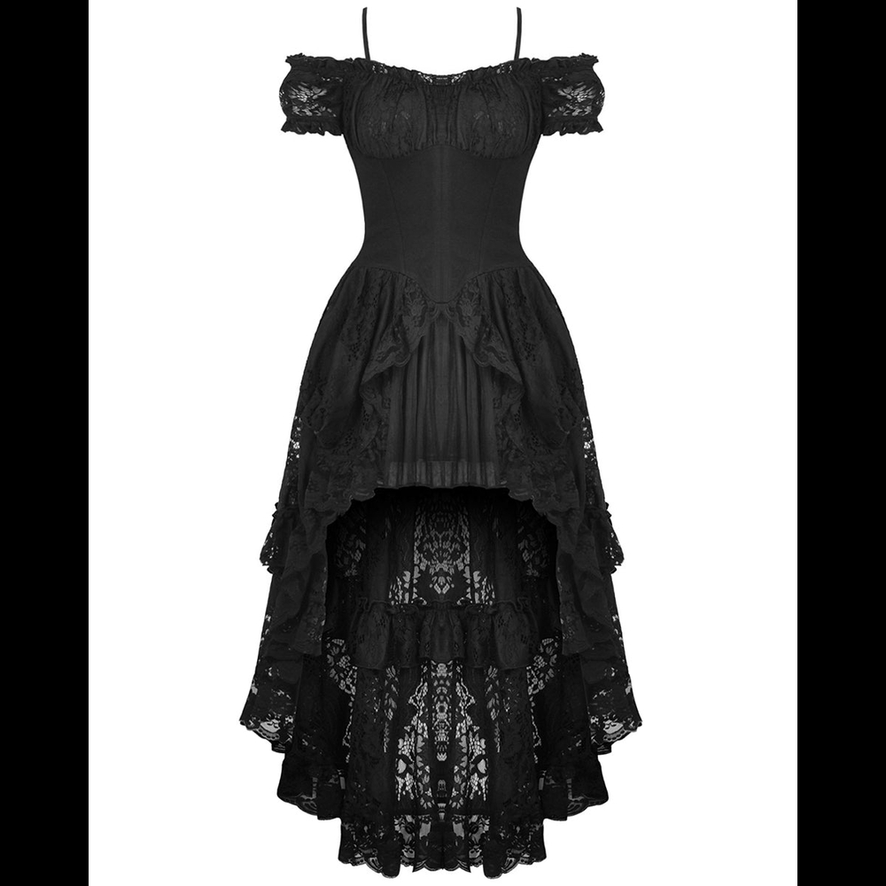 Dark In Love Dolls Kill Black Lace Off-Shoulder Dress